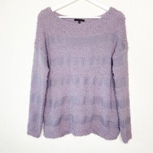 Staccato Purple Knit Texture Striped Sweater Sz S